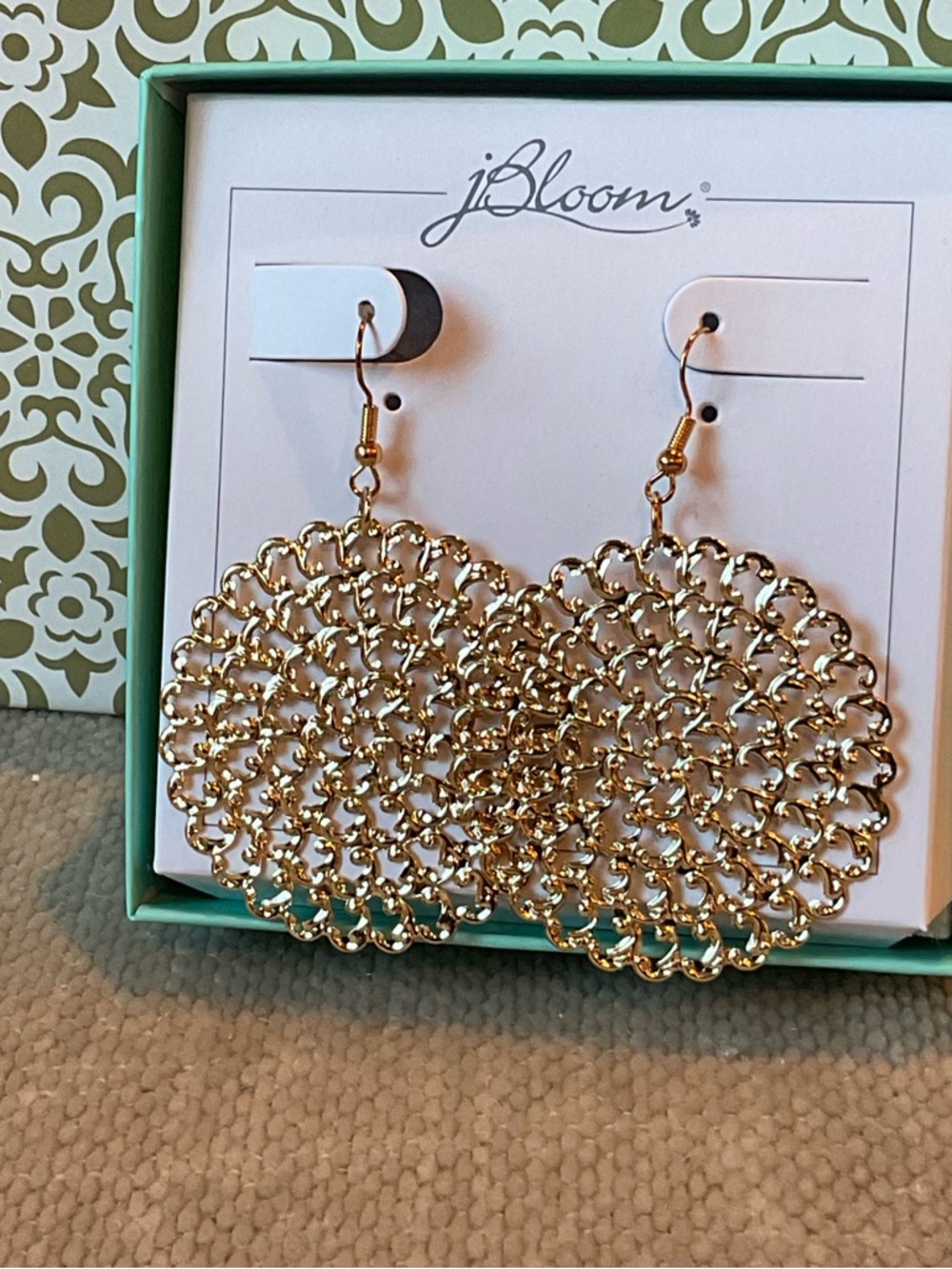 Jbloom Gold Tone Stainless Steel Openwork Circular Dangle Earrings